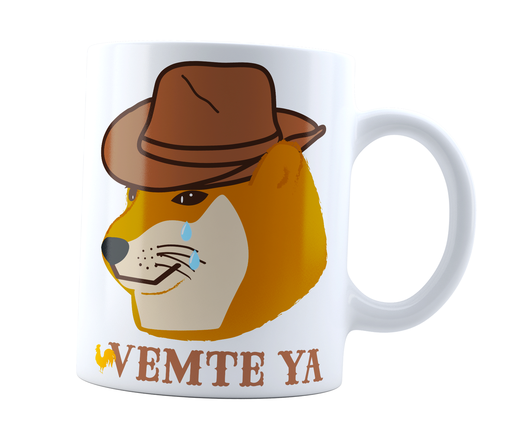 Taza Cheems Vemte ya | Frase meme divertida | perrito vaquero meme gallo doge | Cerámica Blanca 11 oz | Para Café o té