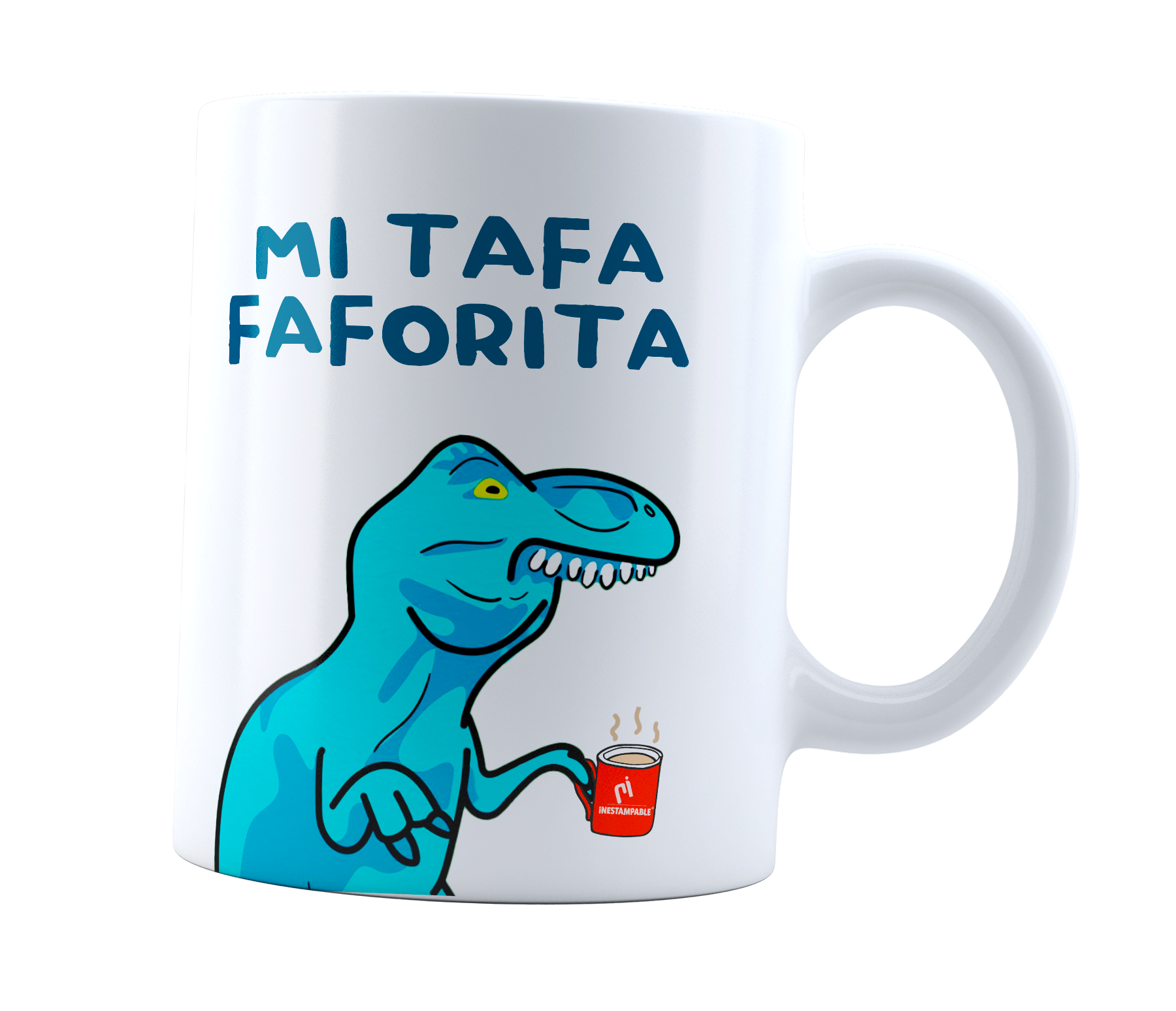 Taza dinosaurio meme mi tafa faforita | Frase Meme divertida | fa fe fi fo fu | Cerámica Blanca 11 oz
