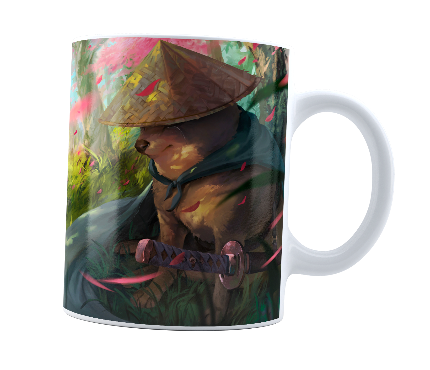 Taza Cheems Samurái | Perrito Doge Japonés | Regalo Meme divertida | Cerámica Blanca 11 oz