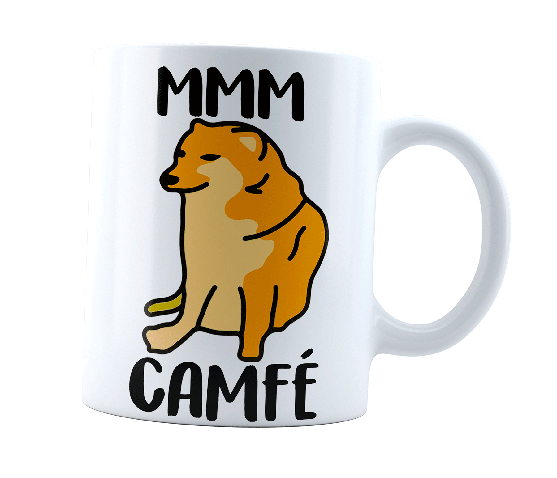 Taza Meme Cheems Mmm Camfé | para Café o té | Perrito Meme | Ceramica blanca 11 oz