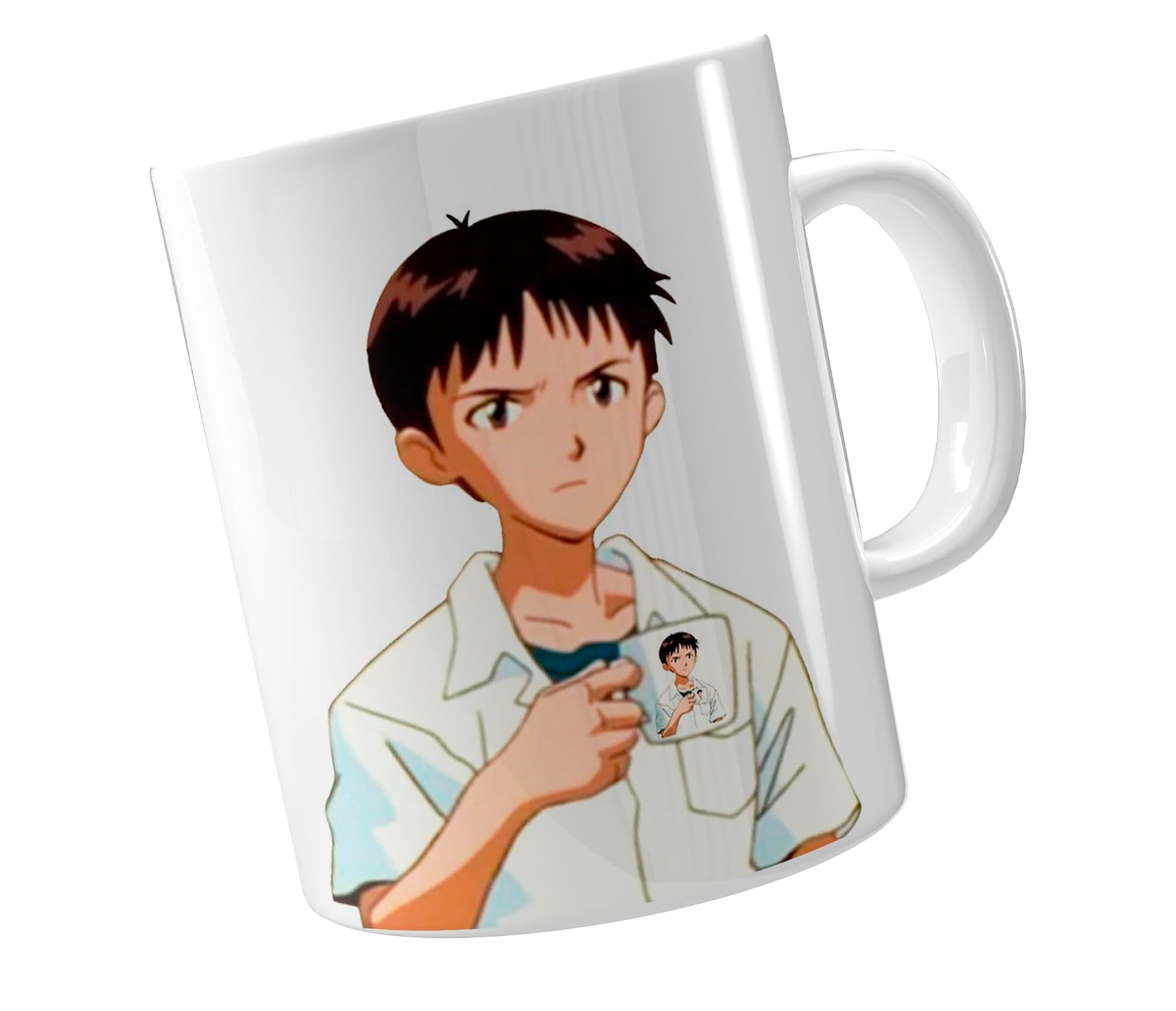 Taza Shinji Sosteniendo Una Taza Meme | Imagen divertida | Cerámica Blanca 11 oz | Para Café o té