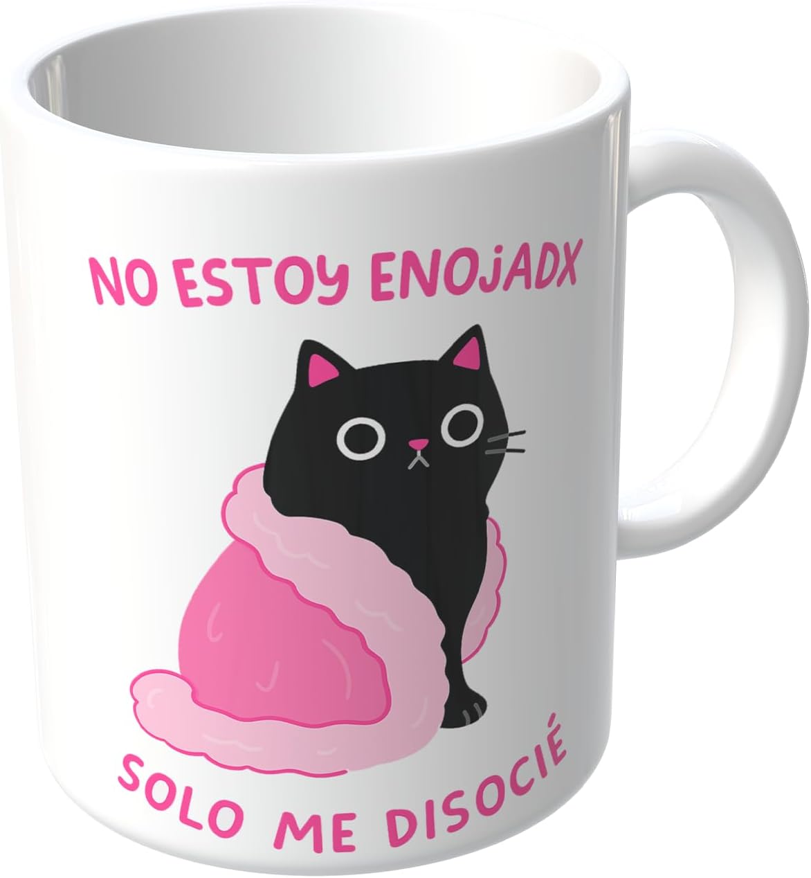 Taza Cerámica No estoy Enojadx, Solo me Disocie I frase divertida | meme gato | regalo sorpresa | diseño único