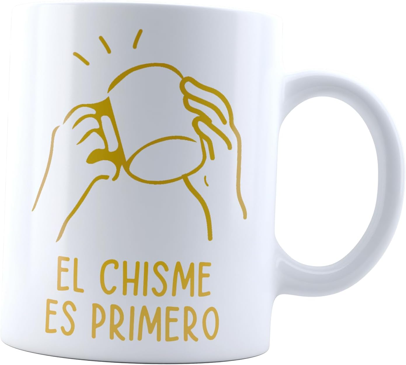 Taza el chisme es primero pero con café da poder | Frase meme divertida | Cerámica Blanca 11 oz | Para Café o té