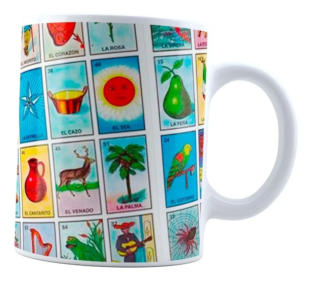 Taza Lotería Mexicana Carta Personajes Diferentes I México I juegos tradicionales I souvenir