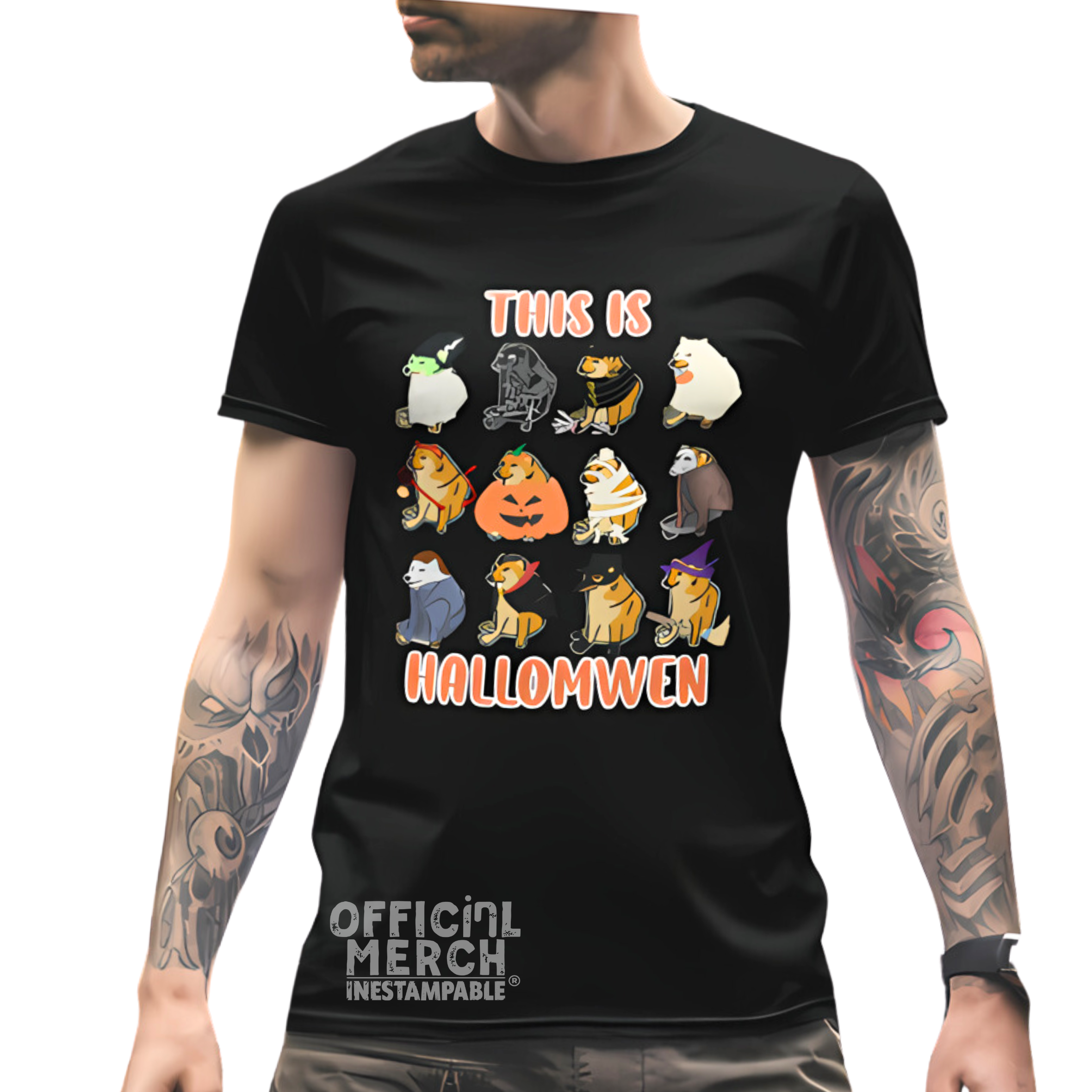 Playera Cheems Collage Halloween, perrito cheems meme doge 