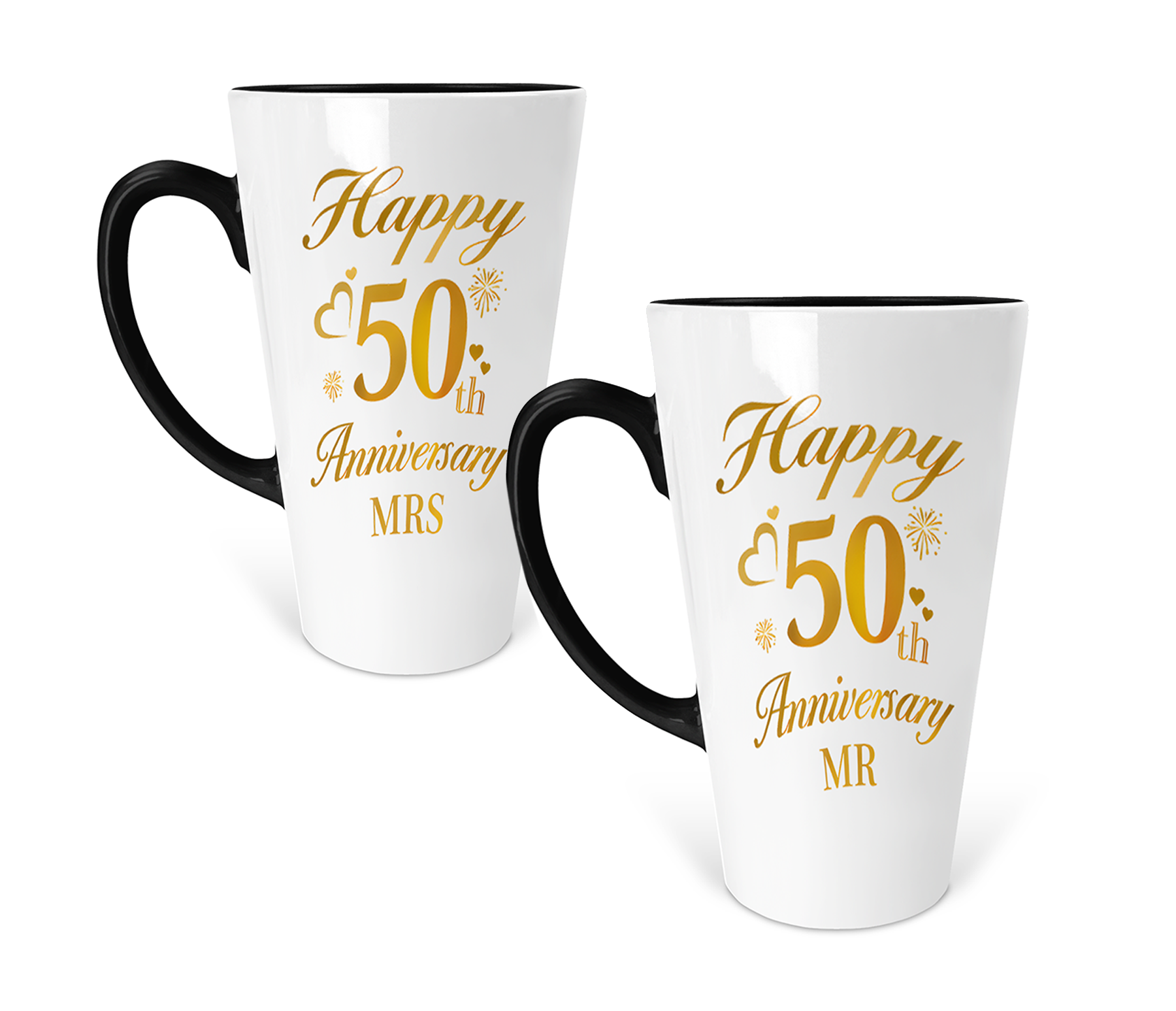 Taza Mágica Conica 50's aniverasario | 500 ml |Térmica cambia de color | regalo amor pareja MRs MR | Para café o té