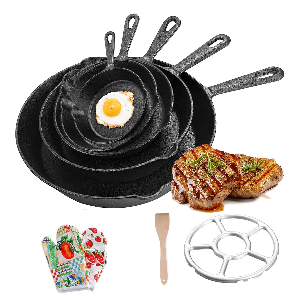 Sartén De Hierro Fundido Antiadherente Set De Sartenes 9 Pcs