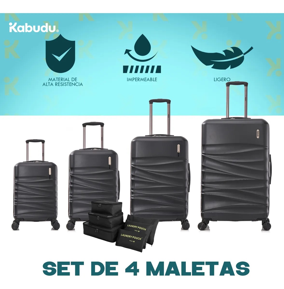 Set 4 Maletas Viaje Rigidas Resistentes Ruedas 360