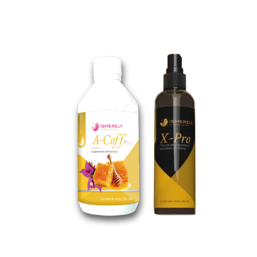 Dúo Bienestar Respiratoria: Jarabe A-coff 250ml + Spray X-Pro 60ml - Kit Herbolario para Vías Respiratorias, Garganta y Cicatrización - Tintura de Propóleo y Eucalipto Orgánico - Auxiliar Natural para Vías Respiratorias, Tos y Congestión