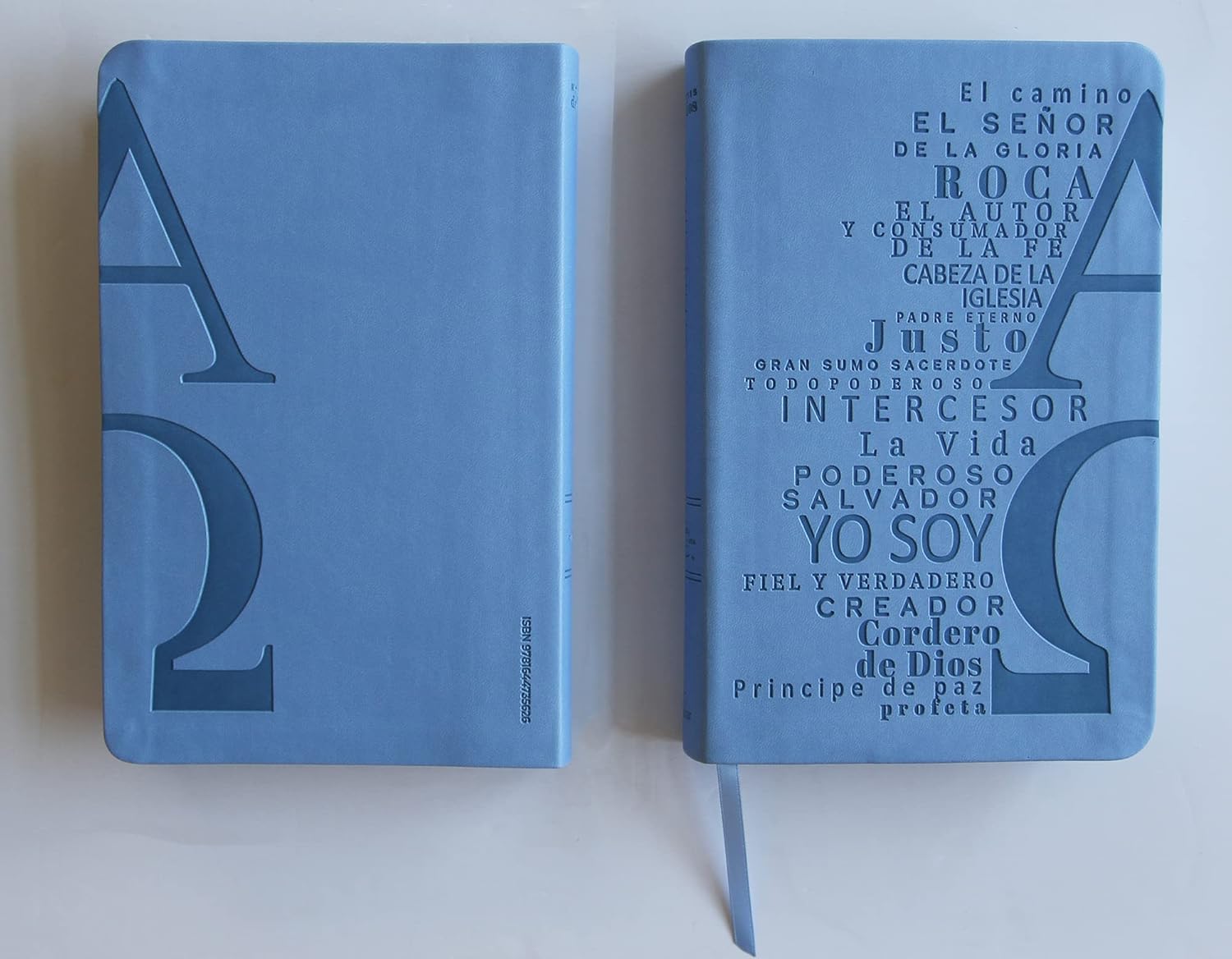 Biblia RV1960 Nombres de Dios, azul celeste, tamaño manual, letra grande 10.5 puntos