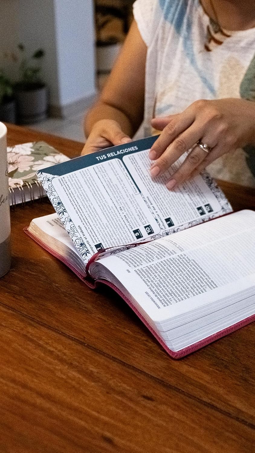 Biblia RV1960 De la Mamá Ocupada, magenta, imitacion piel, letra