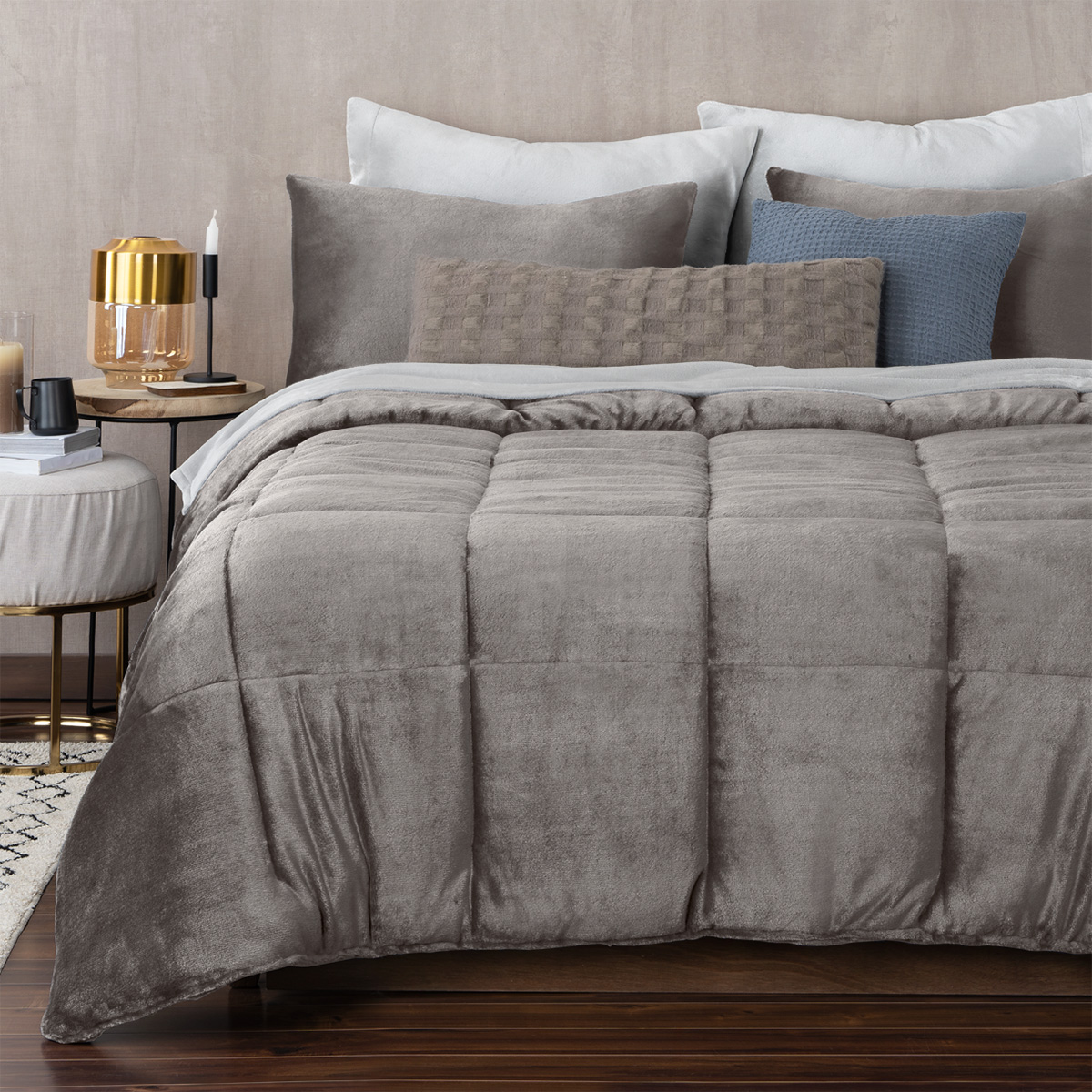 Edredón Invernal Cobertor Matrimonial + Fundas Cafe ESQUIMAL