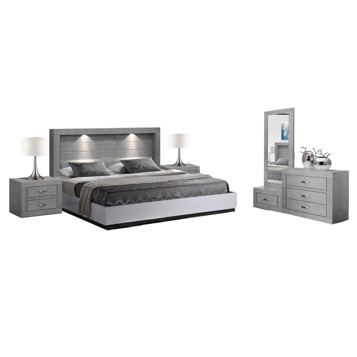 Recamara Valentina King Size 5 piezas - Gris - Këssa.