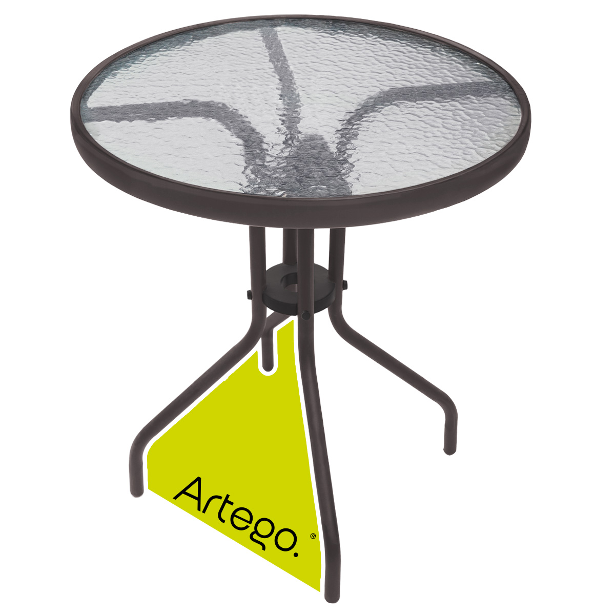 Mesa circular de vidrio estructura de acero mesa compacta para terraza jardín balcón de 60cm.