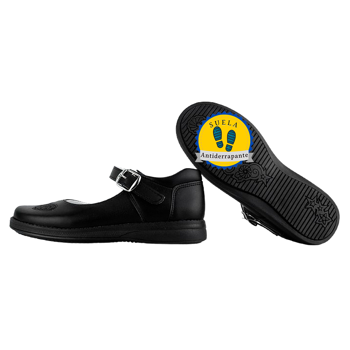 Zapato Niña Escolar Arco Soporte Cómodo Flats Cleo 12-390-N