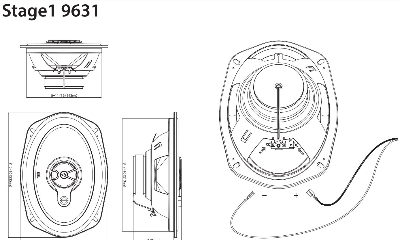 Bocinas Para Auto Jbl Stage1 9631 6x9 Pulgadas 60W RMS