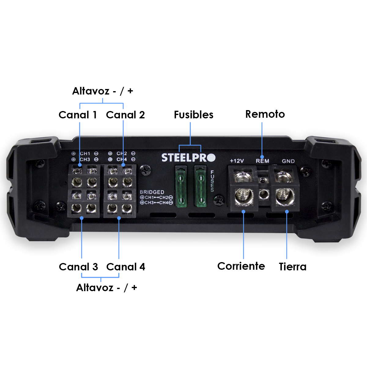Amplificador 4 Canales Tecnologia Nano-4.1000 Watts By Steelpro.