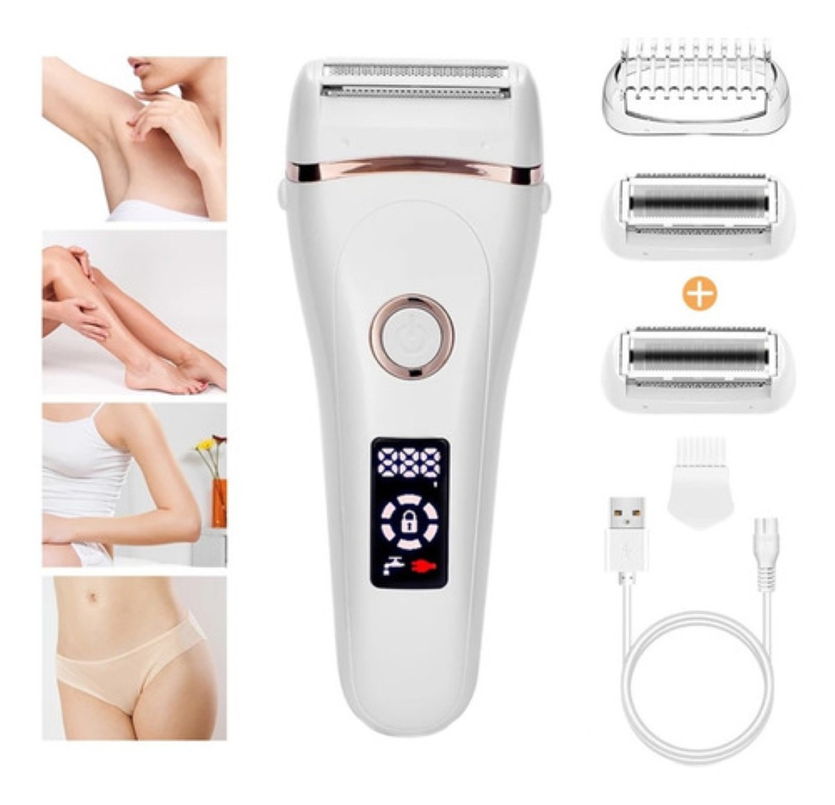 Máquina De Afeitar Eléctrica Dama Bikini Recortadora Indolor Blanco