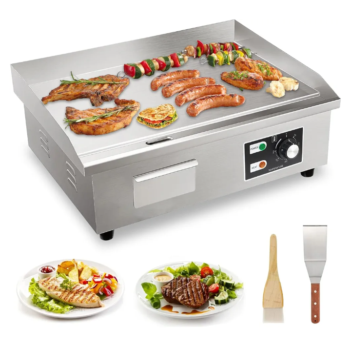 Plancha parrilla electrica acero inoxidable temperatura ajustable 