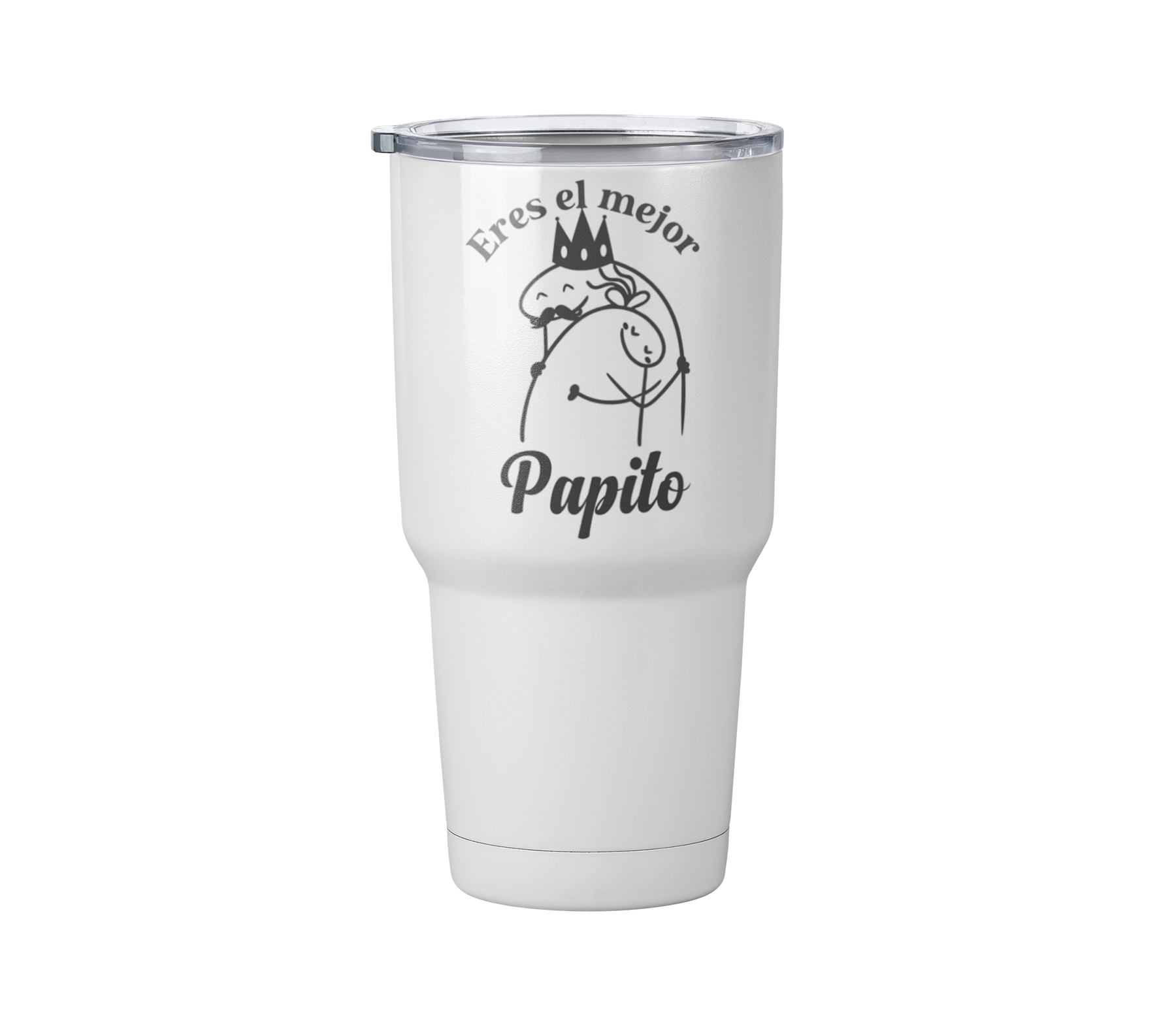 Termo Flork Eres el mejor papito | Día del padre | Blanco Acero | original | Viajero Metálico 30 oz