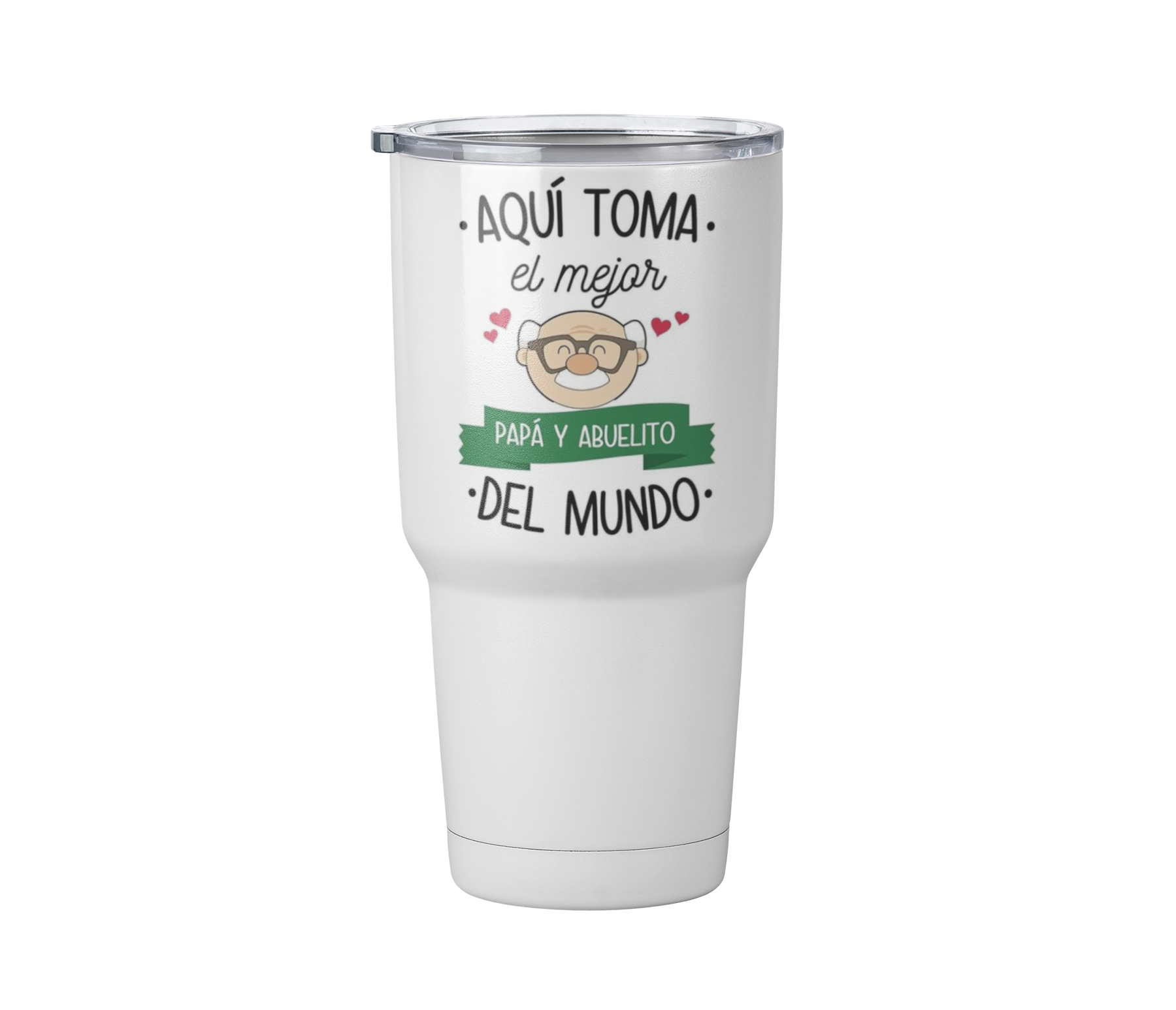 Termo Aqui toma el mejor abuelo y papá del mundo | Día del padre | Blanco Acero | original | Viajero Metálico 30 oz