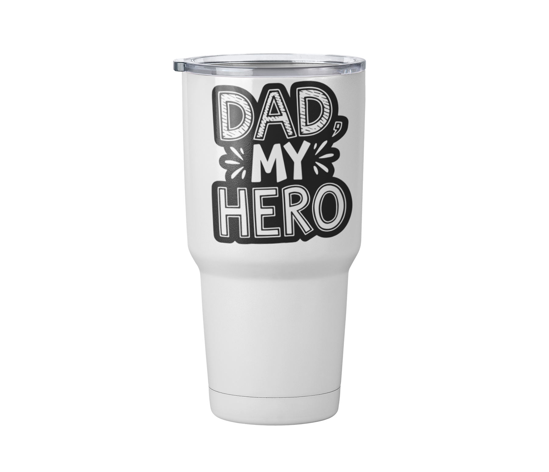 Termo Dad Is my Hero | Día del padre | Blanco Acero | original | Viajero Metálico 30 oz