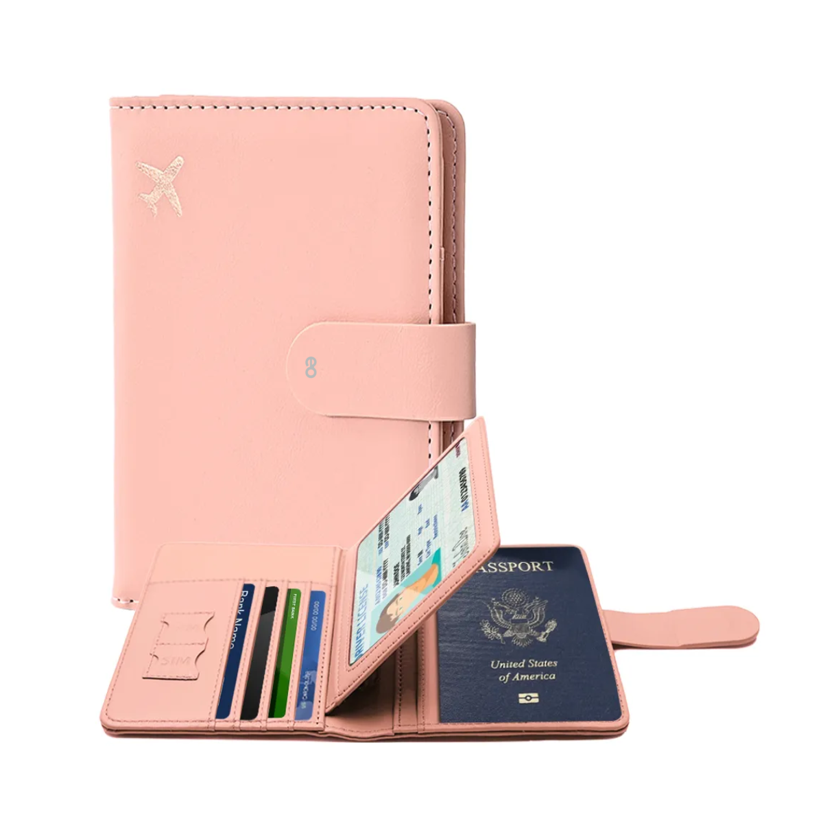 Porta Pasaporte Funda Documentos Protectora Viaje Con Rfid Coral Claro