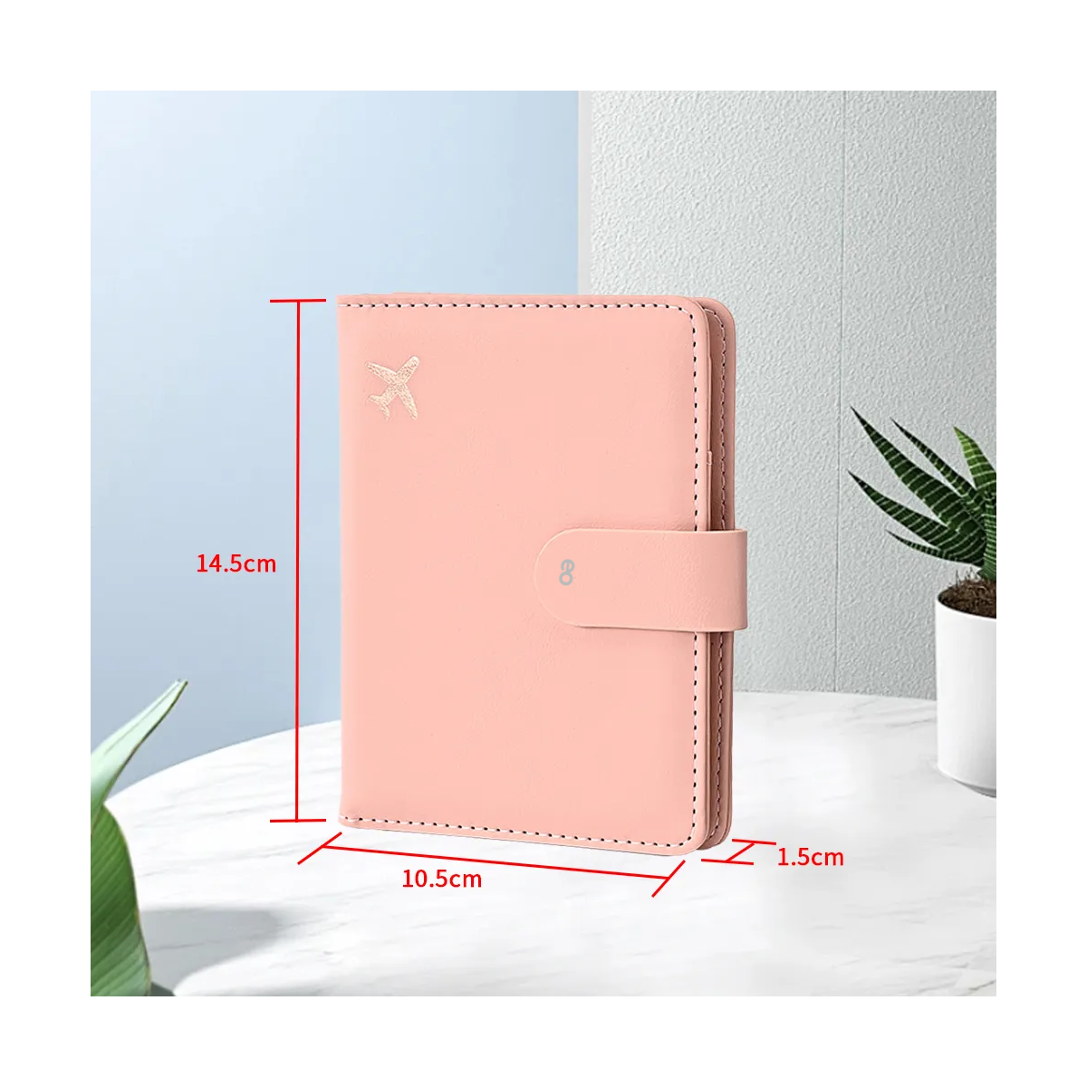 Porta Pasaporte Funda Documentos Protectora Viaje Con Rfid Coral Claro